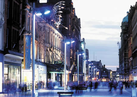 Glasgow's Style Mile at night